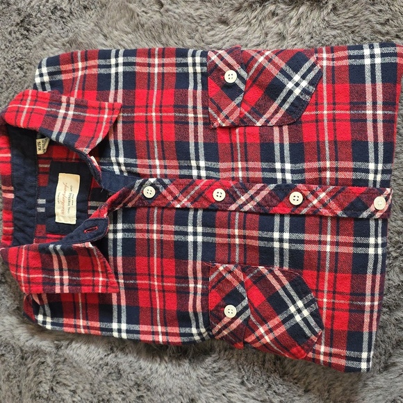 Original Weatherproof Red Blue White Cotton flannel Button Size XL - Picture 6 of 12